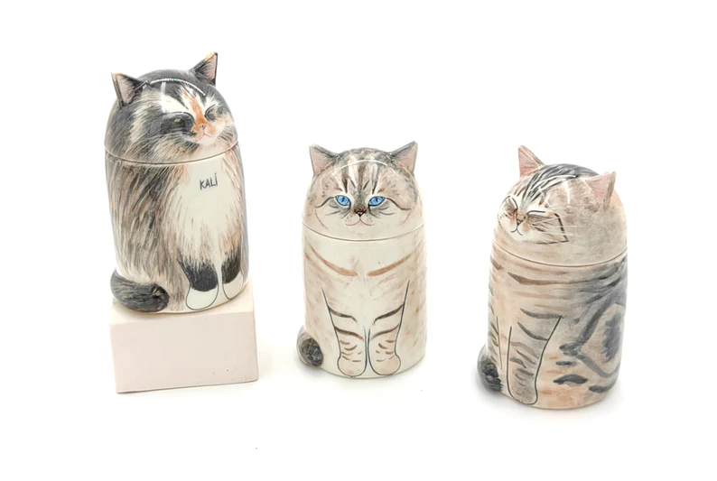 Personalized Cat Urn with Semi-spherical cover