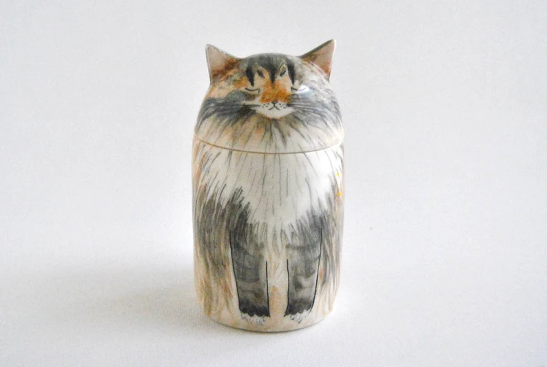 Personalized Cat Urn with Semi-spherical cover