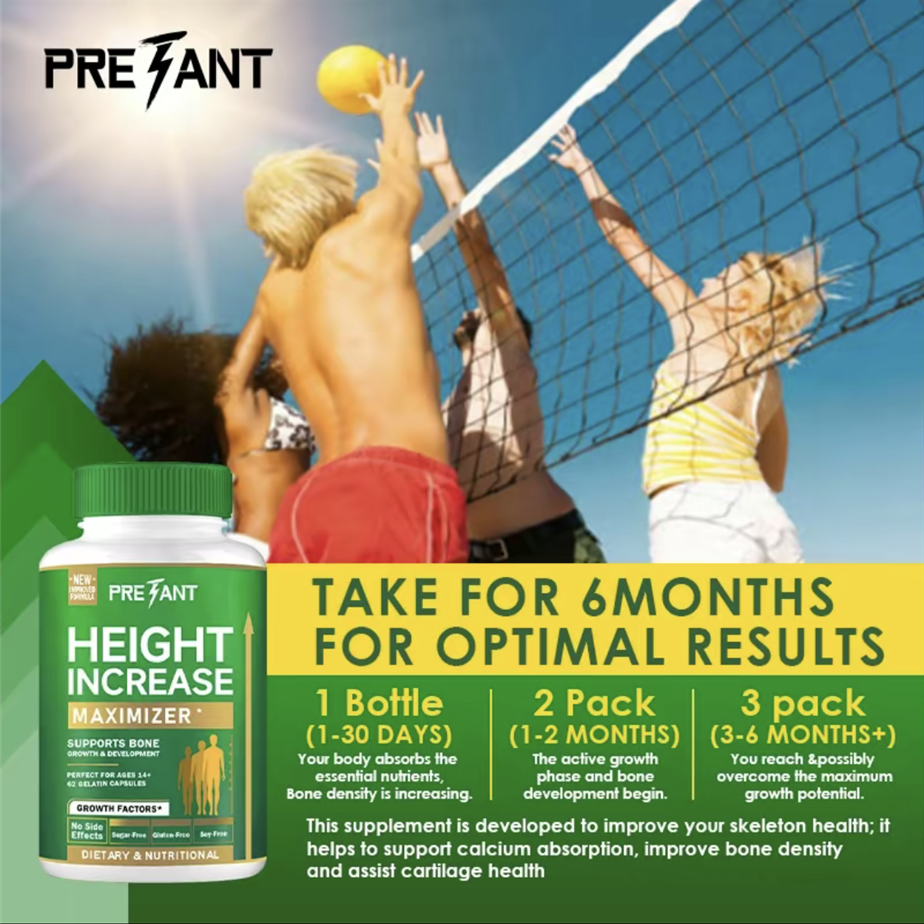 Growth Capsules to GrowTaller-Height Increase Maximizer withCalcium for Bone Strength -Natural GetTaller Supplement