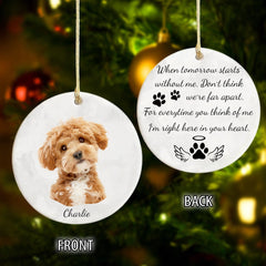 Custom Pet Portrait Photo Watercolor Memorial Christmas Ceramic Ornament HO82 893086